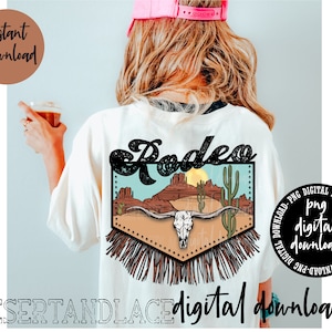 ORIGINAL CREATOR* Rodeo Fringe Back Number PNG Digital download| Rodeo Back Number | Fringe | Cowskull | Desert scene | Rodeo Grunge |