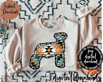 ORIGINAL CREATOR* Aztec Cowhide Show Sheep PNG digital download | Western png | Aztec Lamb | Cowprint show lamb | Aztec pattern | Show Sheep