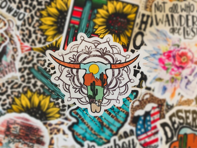 Cow skull Mandala Vinyl sticker | Etsy