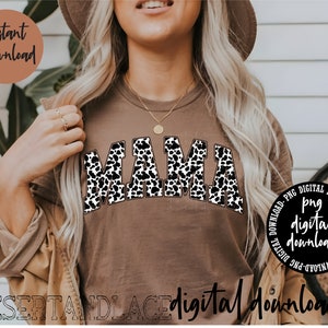 ORIGINAL CREATOR* Distressed Cowprint Mama Arch PNG digital download | Western png | Mama University Font | Cowhide | Western Mama | Cow