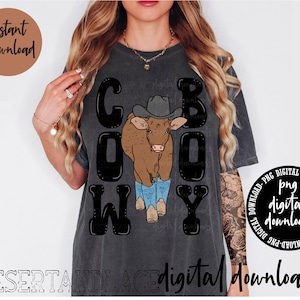 ORIGINAL CREATOR* Cowboy Cow PNG digital download | Western Calf png | Cattle | Cows | Cowboy Hat | Cowboy Boots | Cow in hat | Cow in boots
