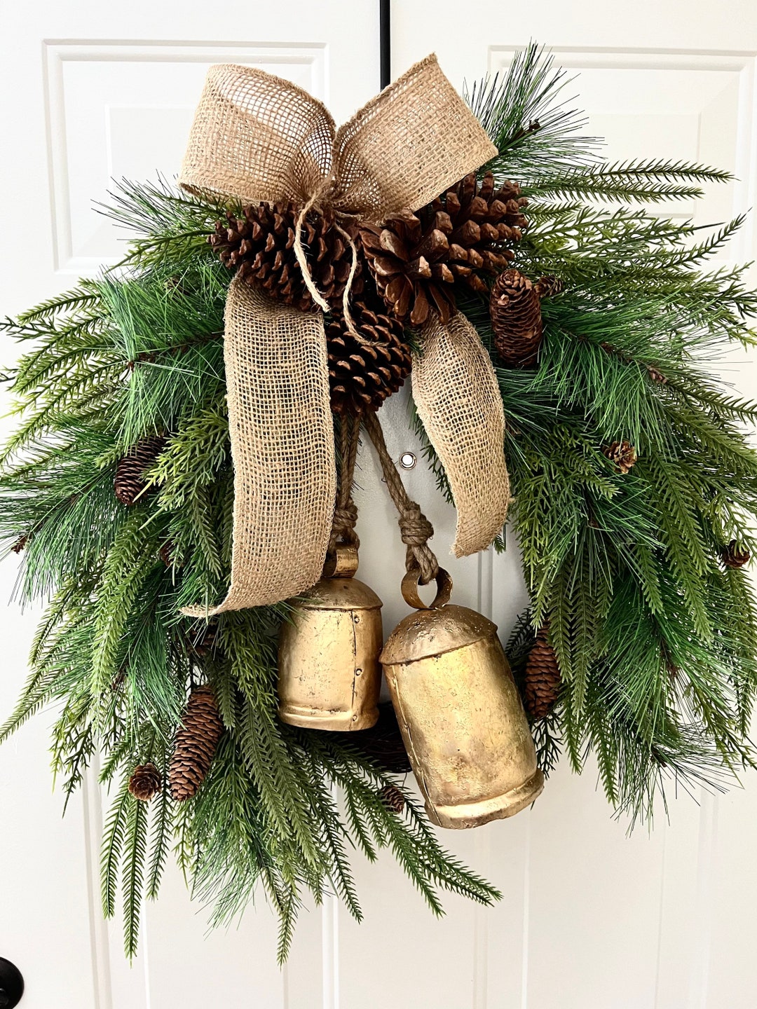 Christmas Wreath With Bells Gold Bell Christmas Wreath Etsy