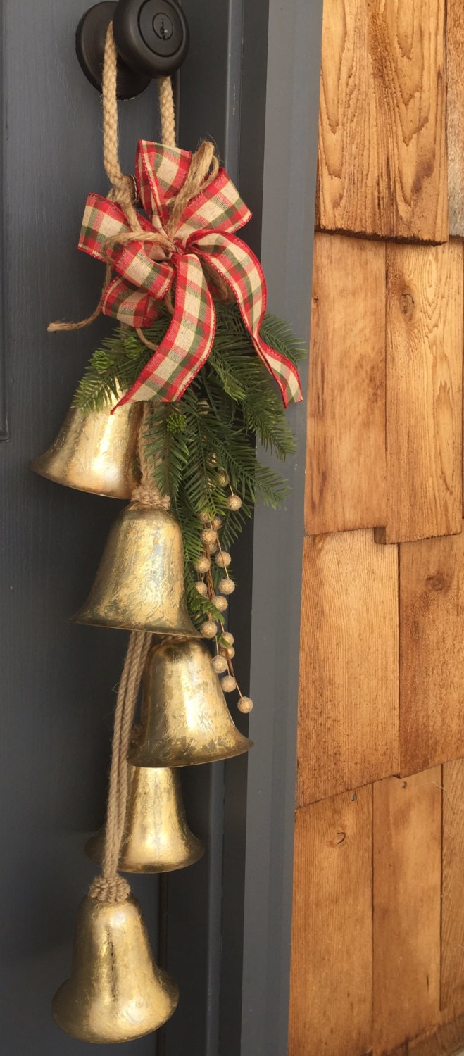Cluster bells gold Christmas bell door hanger bell rustic Etsy