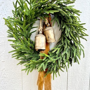 Norfolk Pine Christmas wreath, Pine Christmas wreath, Christmas door wreath, farmhouse Christmas wreath, greenery Christmas wreath, wreath