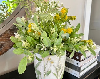 Wildflower arrangement, yellow floral arrangement, nursery arrangement, bedroom decor, table arrangement, table decor, wildflowers, Gift