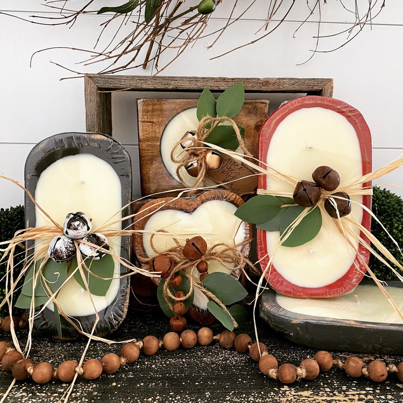 Dough bowl candle soy candles wood bowl candles rustic Etsy