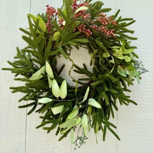 Christmas wreath, winter wreath, Norfolk pine, Norfolk pine wreath, Christmas wreath, front door wreath, Christmas door wreath, wreath, gift