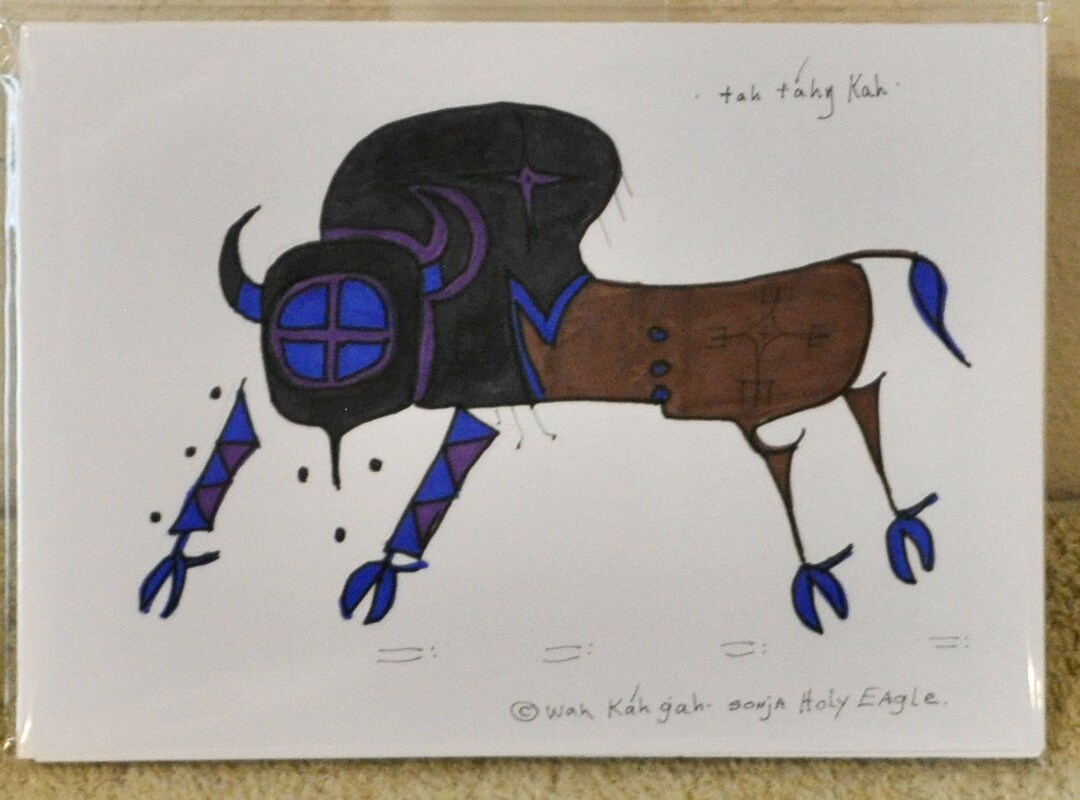 Buffalo / Native American Ledger Art by Lakota Artist Sonja Etsy