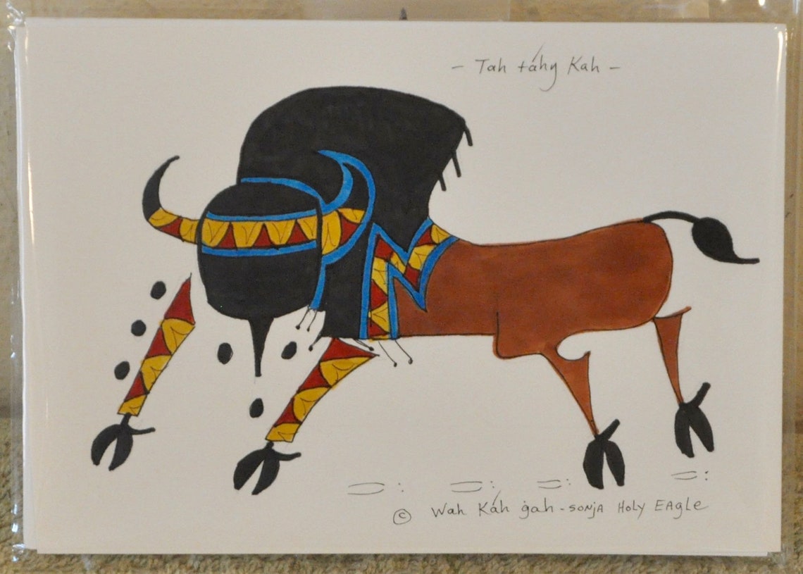 Buffalo / Native American Ledger Art by Lakota Artist Sonja Etsy