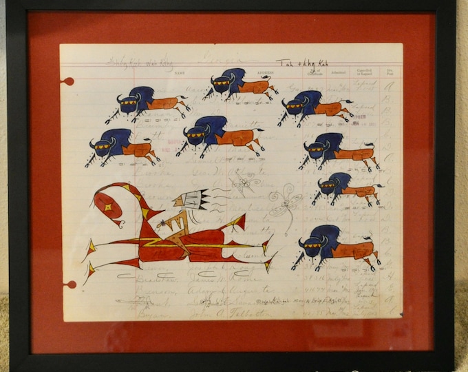 Buffalo / Native American Ledger Art by Lakota Artist Sonja Etsy