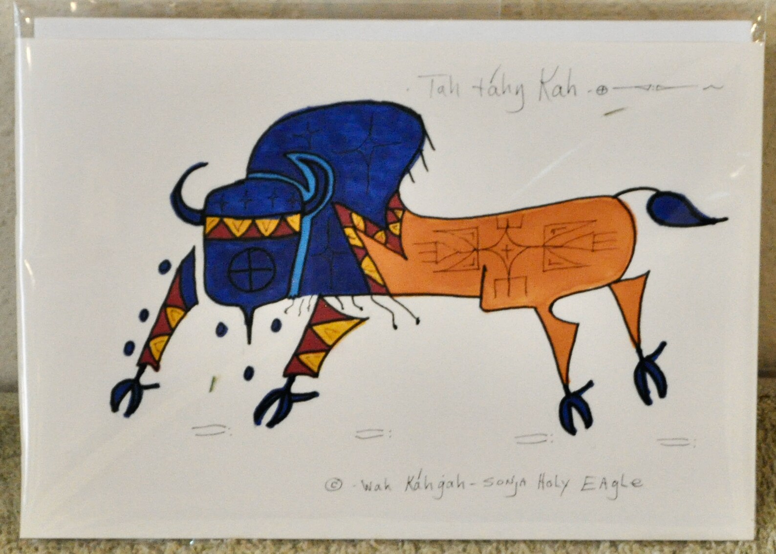 Buffalo / Native American Ledger Art by Lakota Artist Sonja Etsy