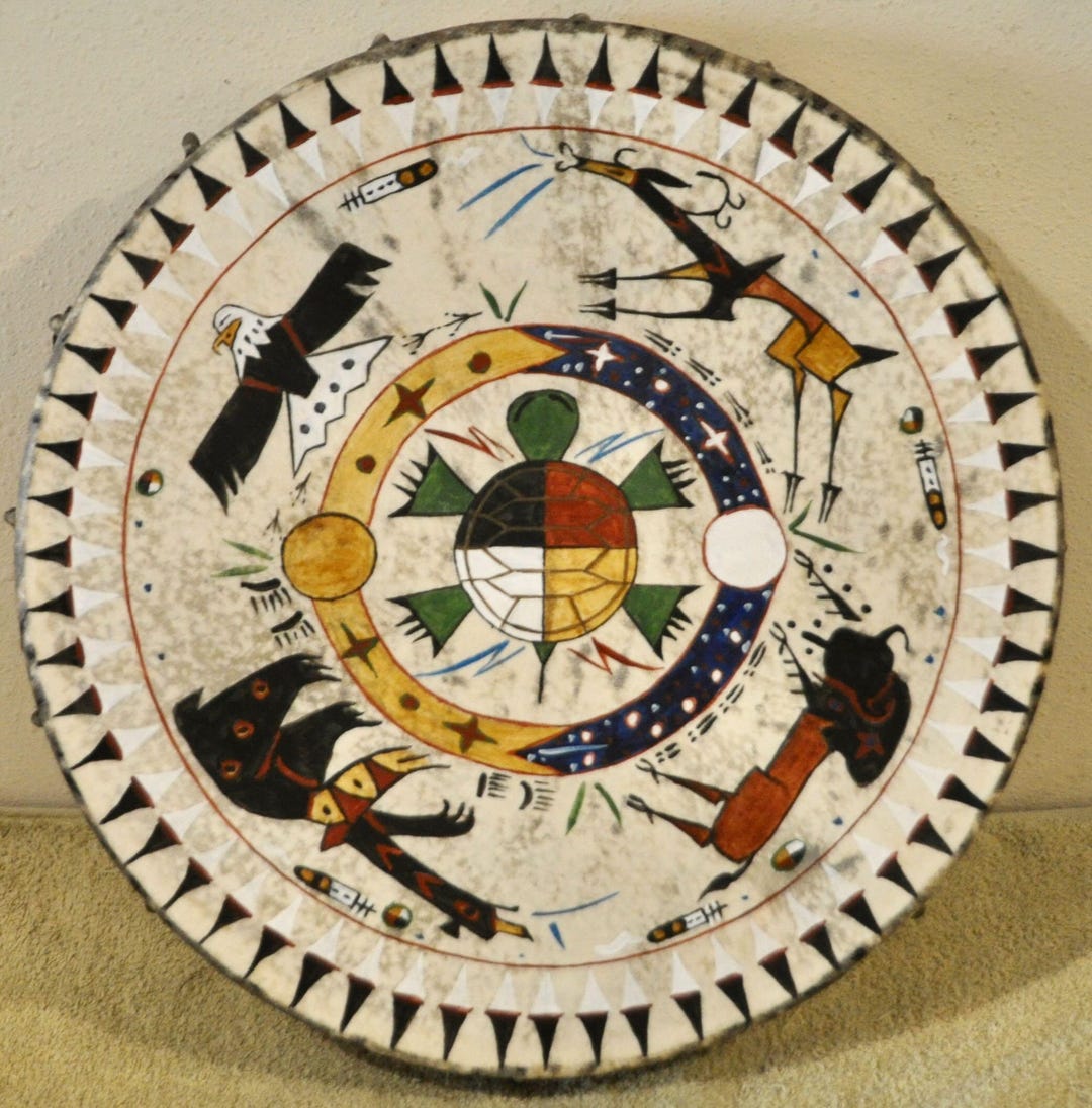A Prayer for Mother Earth / 18" Native American Drum Painted by Lakota ...