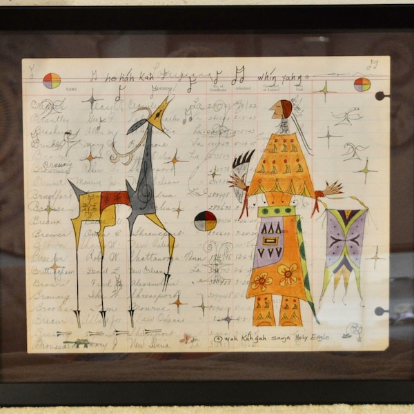 Elk Woman / Native American Ledger Art by Lakota Artist Sonja Holy Eagle