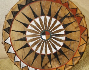 Medicine Wheel / 12" Native American Drum Painted by Lakota Artist Sonja Holy Eagle