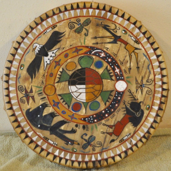 A Prayer For Mother Earth /  18"Native American Drum Painted by Lakota Artist Sonja Holy Eagle