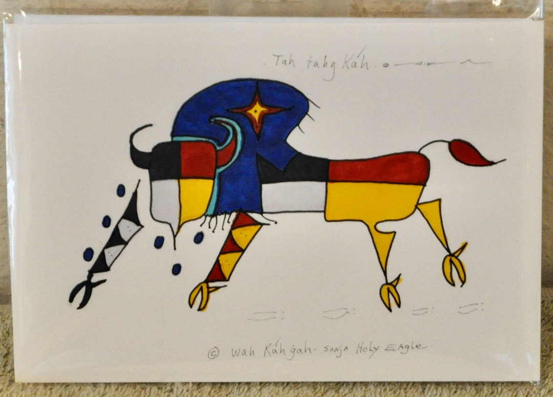 Buffalo / Native American Ledger Art by Lakota Artist Sonja Etsy