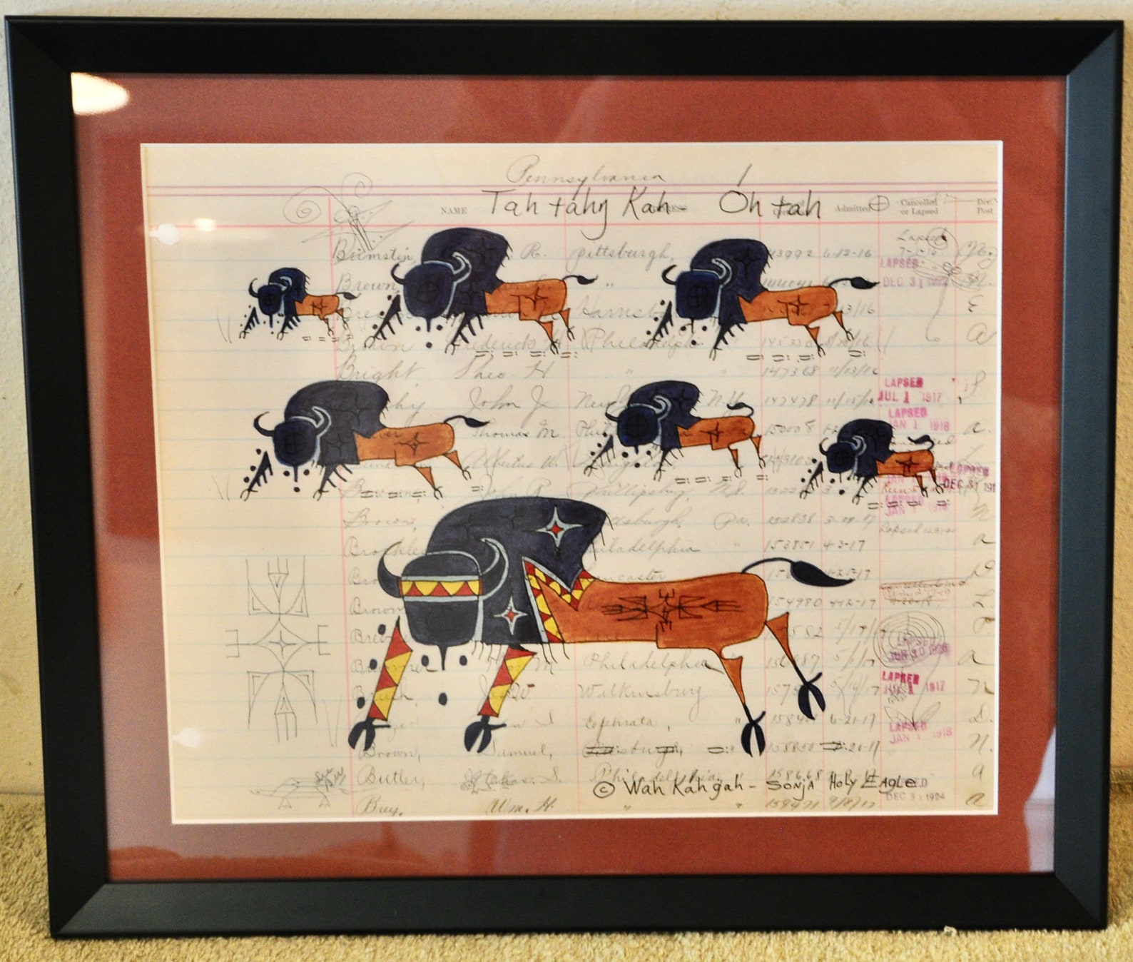 Buffalo / Native American Ledger Art by Lakota Artist Sonja Etsy