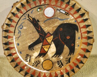 Mato / 12" Native American Drum Painted by Lakota Artist Sonja Holy Eagle