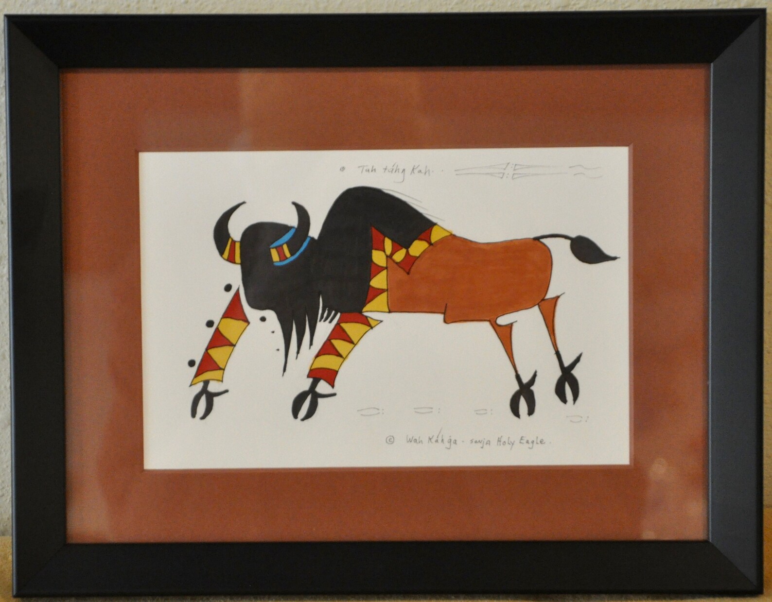 Buffalo / Framed Native American Ledger Art by Lakota Artist Etsy