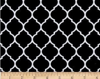 Black and White Quarterfoil Fabric, Fabric By The Yard, Fabric BTY, Moroccan Fabric, Craft Fabric, Quilting Fabric, Flannel Fabric,