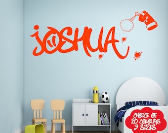 GRAFFITI Personalised ANY NAME Boys Girls Children's Kids Bedroom Nursery Spray Can Paint Splats Vinyl Wall Art Sticker Decal Transfer