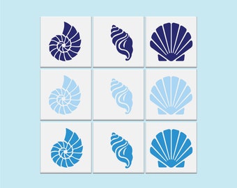 Bathroom Tile Sticker - Seashell Tile Stickers Nautical Vinyl Wall Art Transfers Decals- Pack 12,24 & 48- *Three Designs - 20 Colours*