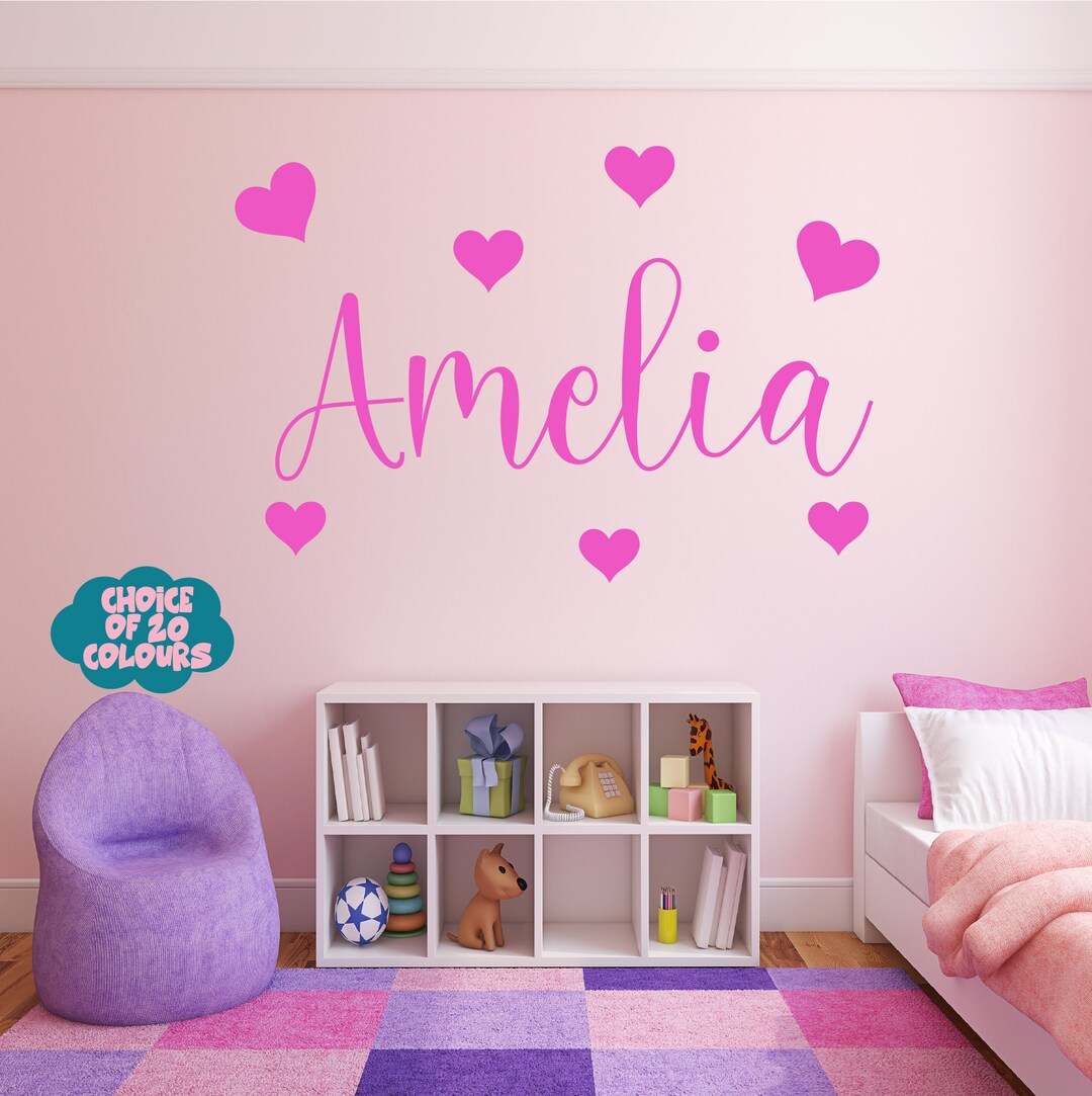 Personalised Girls Vinyl Wall Sticker Decal : Any Name - Girls Bedroom ...