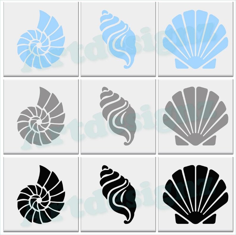 BATHROOM Seashell Tile Stickers Nautical Vinyl Wall Art Etsy