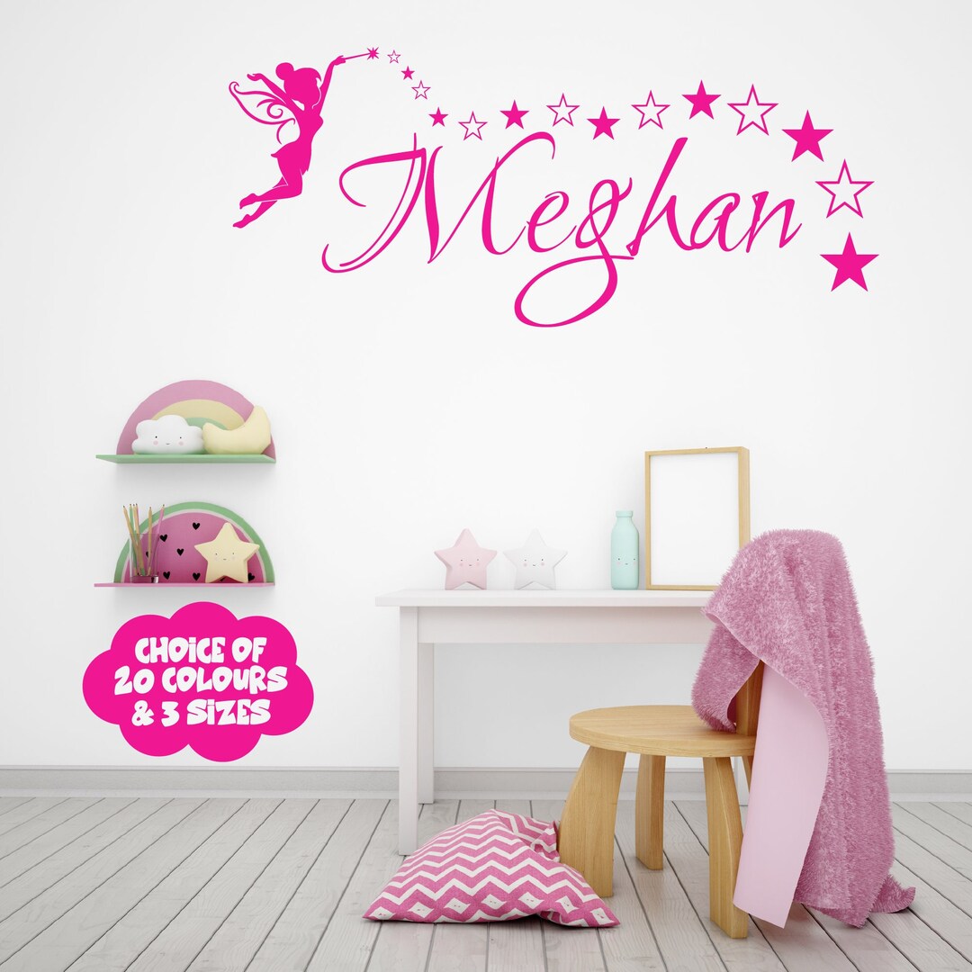 FAIRY Wall Sticker Personalised Any Name Girls Bedroom Nursery Vinyl ...