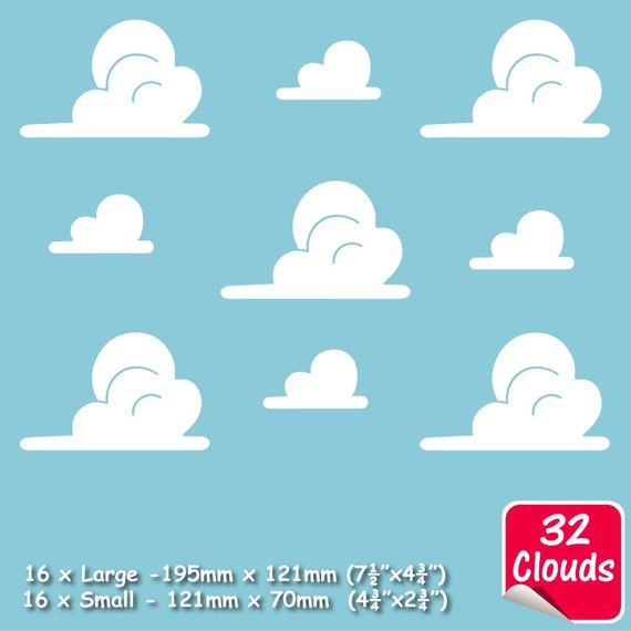 Clouds Wall Sticker Andy S Toy Story Girls Boys Bedroom Vinyl Art Decal X 32 20 Colours
