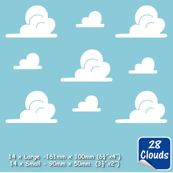 Clouds X 28 Andy S Room Toy Story Boys Girls Childrens Bedroom Nursery Baby Vinyl Matt Wall Art Sticker Decal Transfer 20 Colours