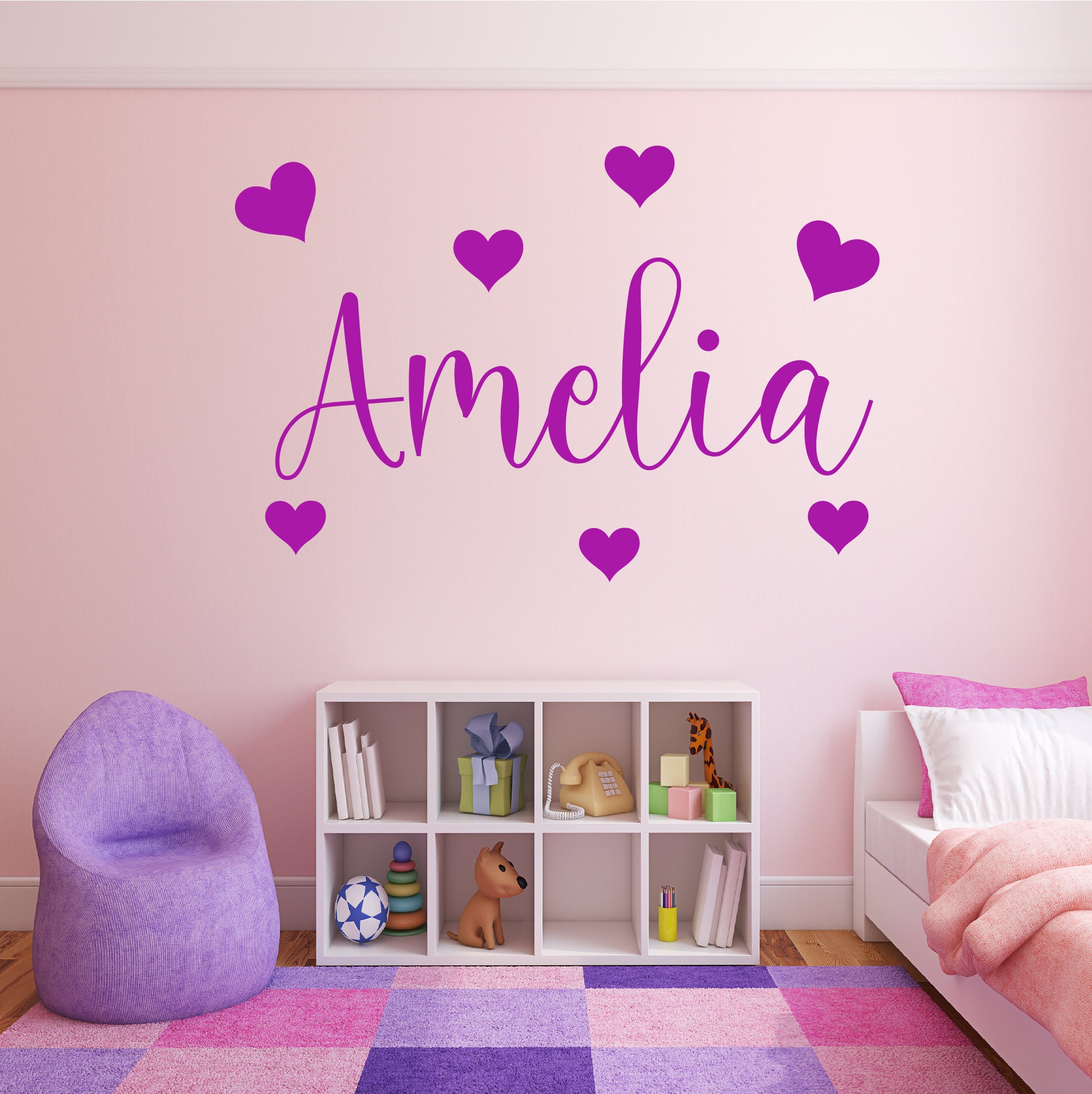 Personalised Girls Vinyl Wall Sticker Decal : Any Name - Girls Bedroom ...