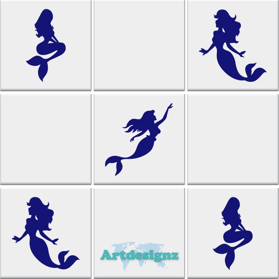 Bathroom Tile Sticker Mermaid Tile Stickers Nautical Vinyl Etsy UK
