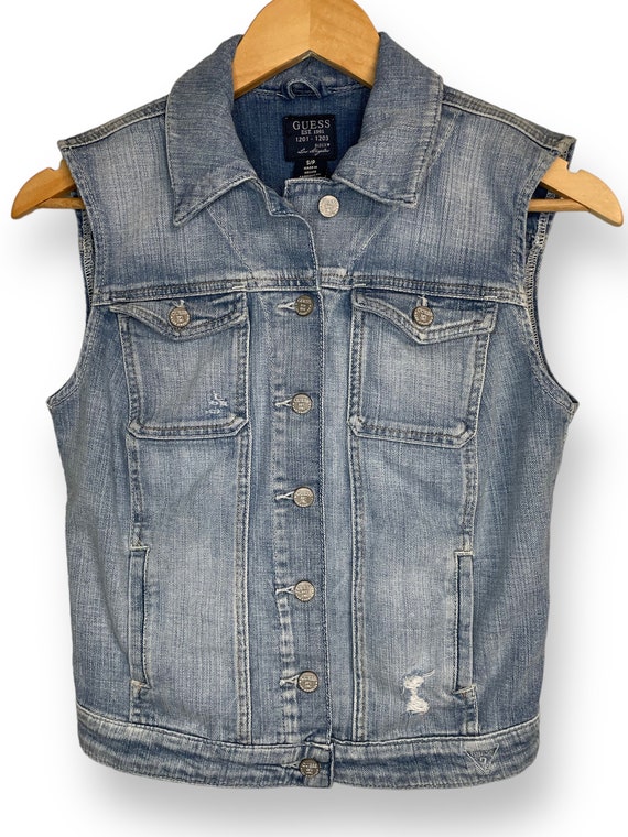 1990’s GUESS Distressed Denim Vest (S) - image 1