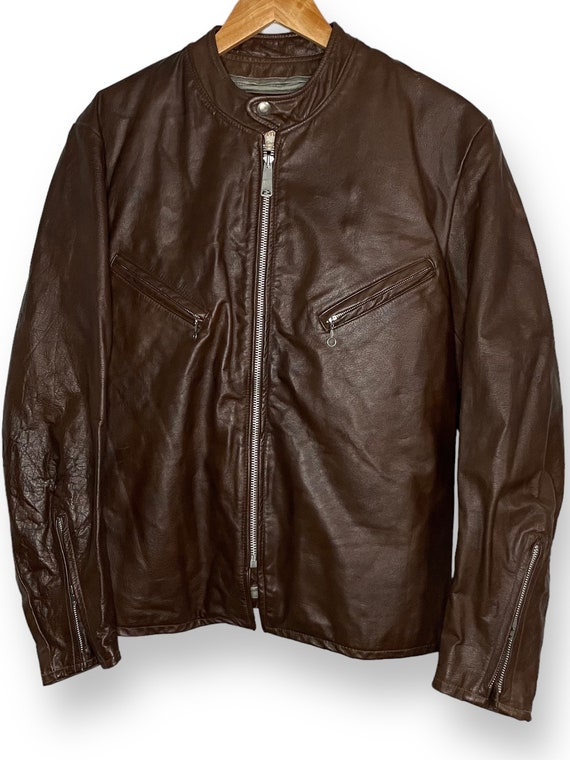 1970’s Cafe Racer Leather Motorcycle Jacket Size 40 M… - Gem