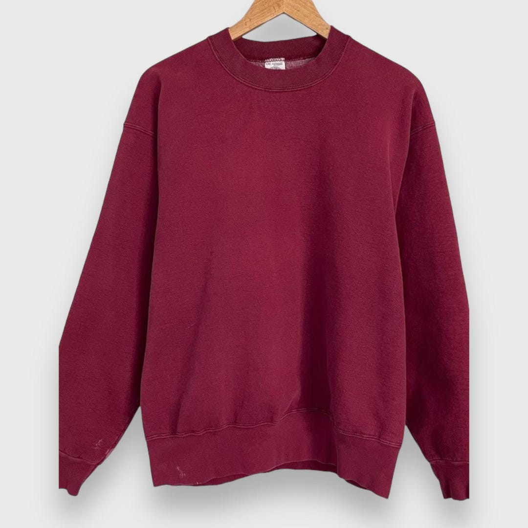 Vintage 1990s Maroon Crewneck Sweatshirt L/XL Etsy UK