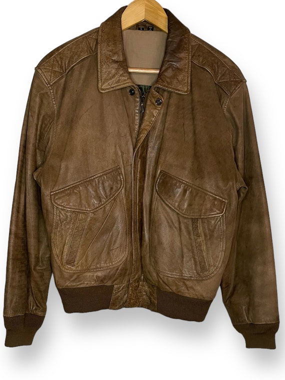 1990's Leather Bomber Jacket (S)