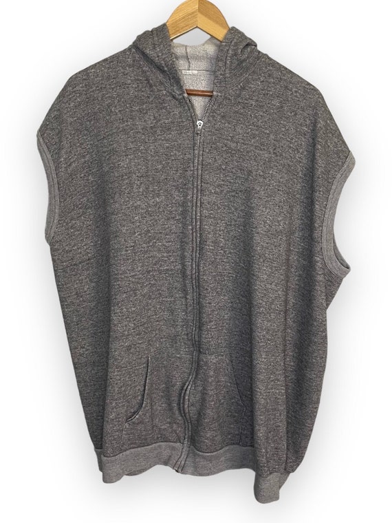 1980's Sleeveless Zip Up Hooded Sweatshirt (XL) - image 1