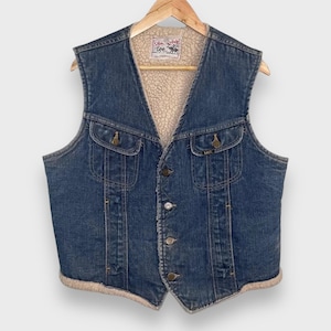 Vintage 1980s Lee Storm Rider Denim Trucker Vest Made In USA (L)