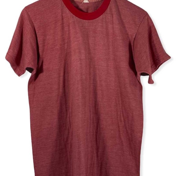 1980’s Plain Heather Red Ringer T-shirt (L/XL)
