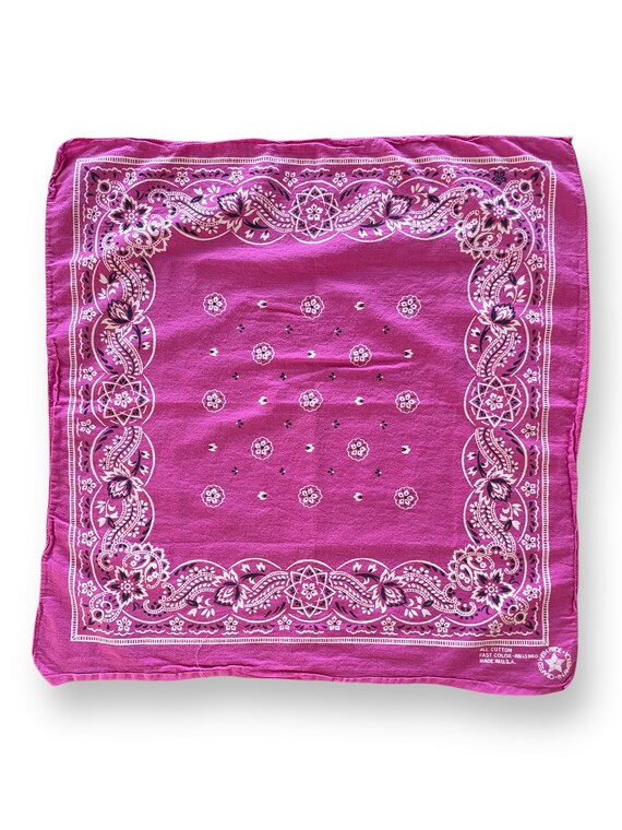 True Vintage Pink Paisley Selvedge Bandana Made In
