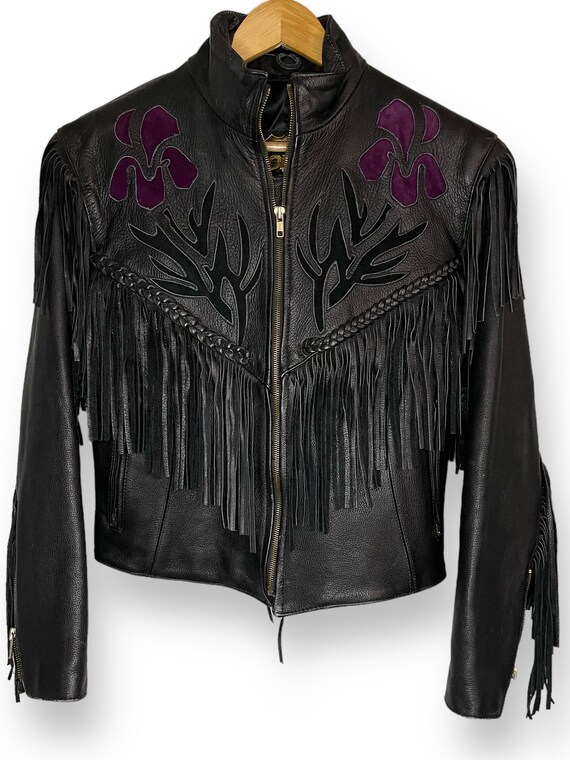 1980's Leather Fringe Tassel Moto Jacket (S)