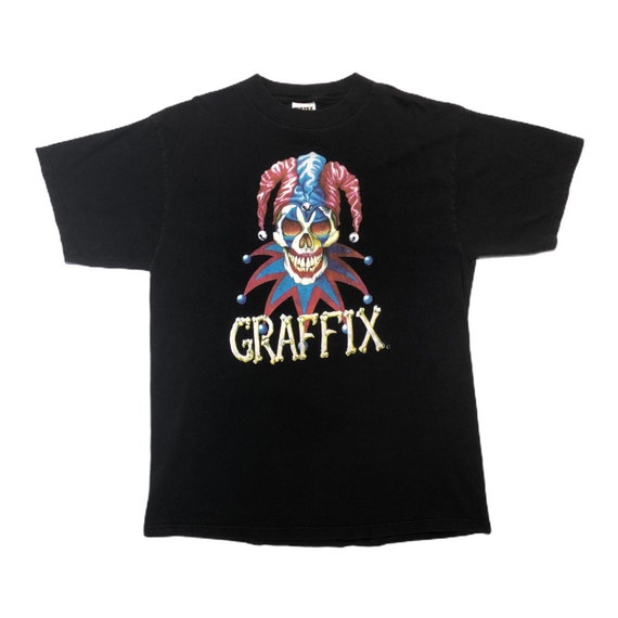 Graffix Skull And Bones Jester T-shirt, 90's