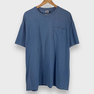 Vintage 1990s Blank Blue Pocket T-shirt (XXL)
