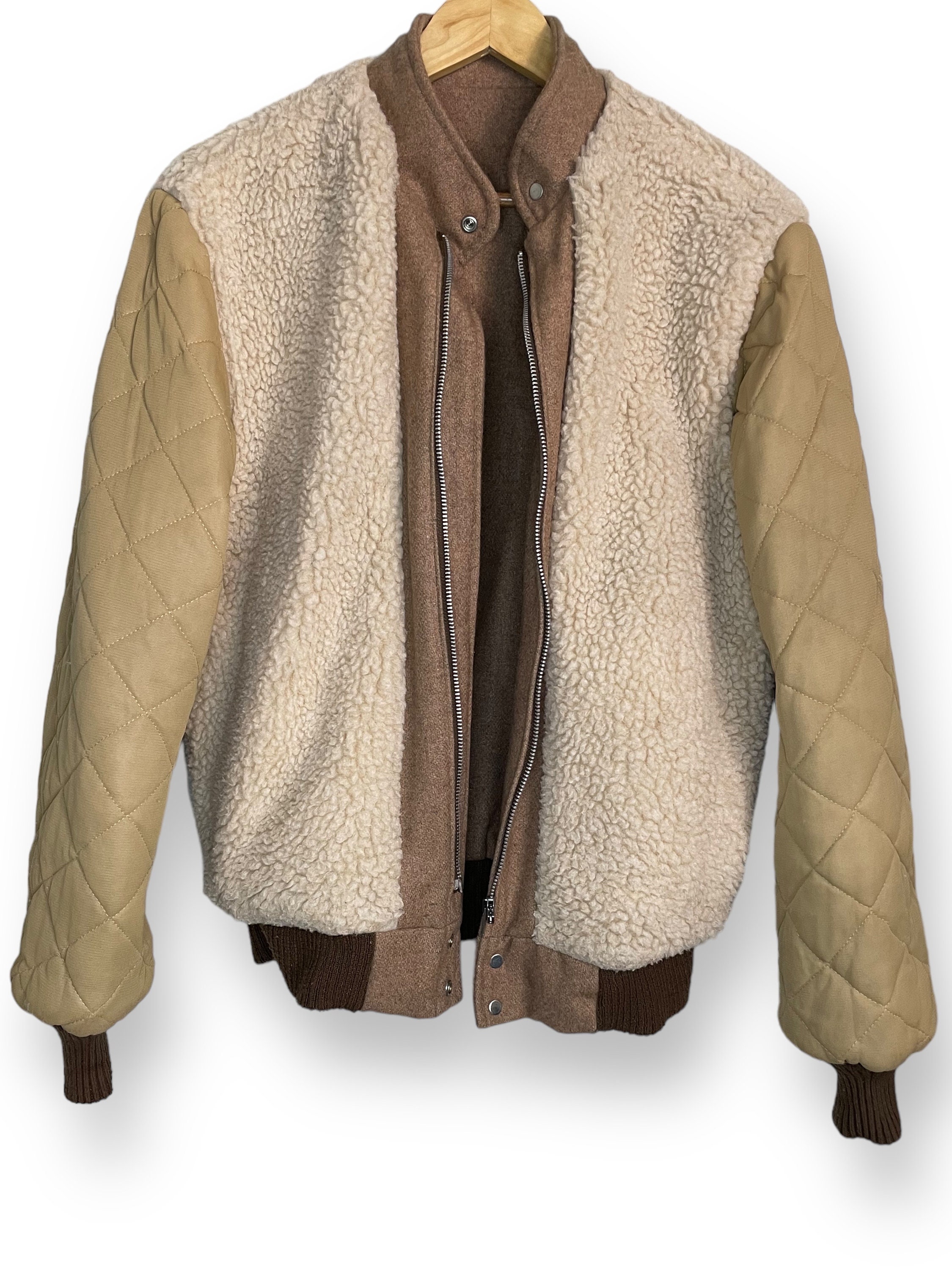 Vintage 1980s Sherpa Lined Wool Bomber Jacket (XL) - Etsy