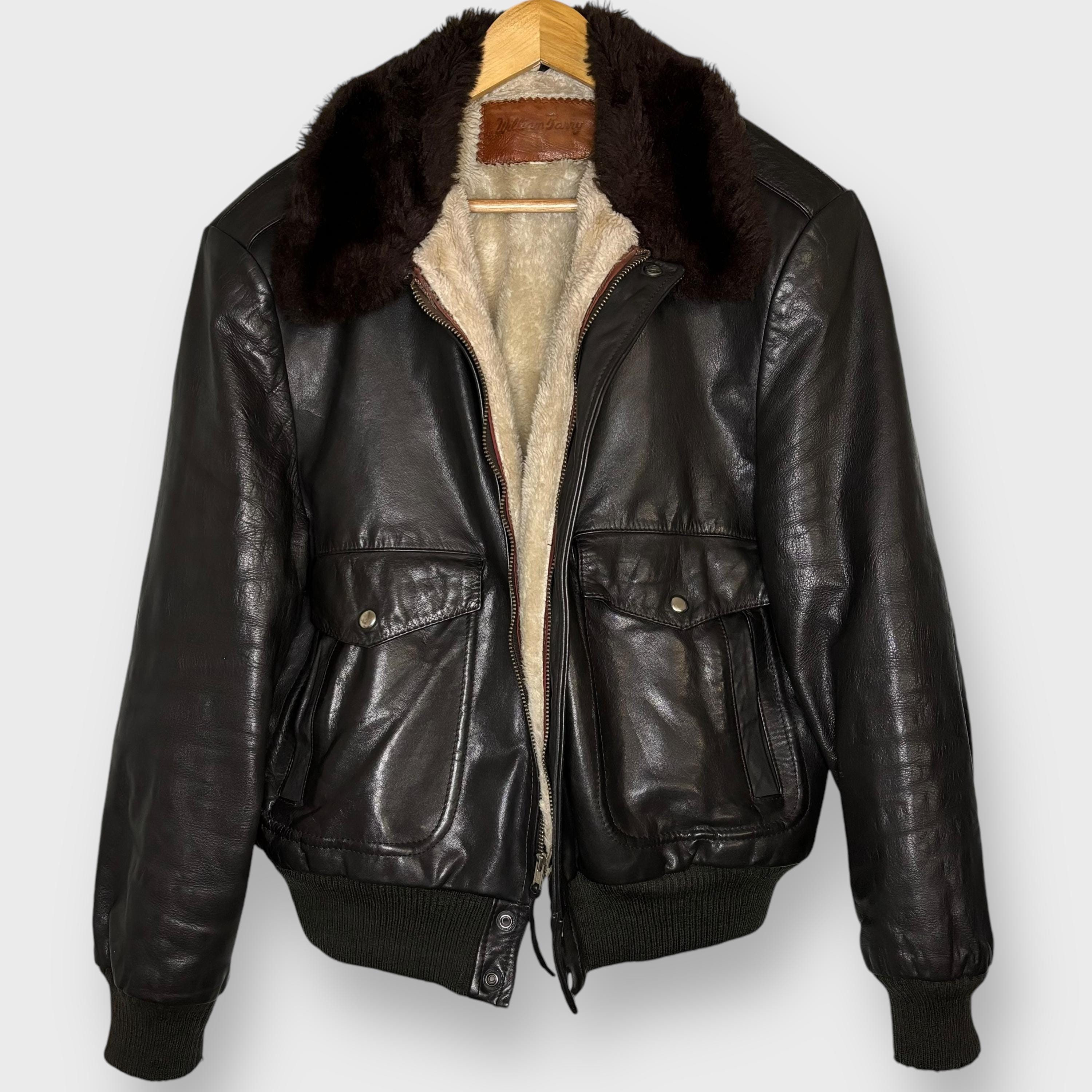 Vintage 1980s Sherpa Lined Leather Bomber Jacket (XL) - Etsy