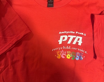Amityville PreK-5 PTA-shirt: elk kind één stem, T-shirt met handafdruk