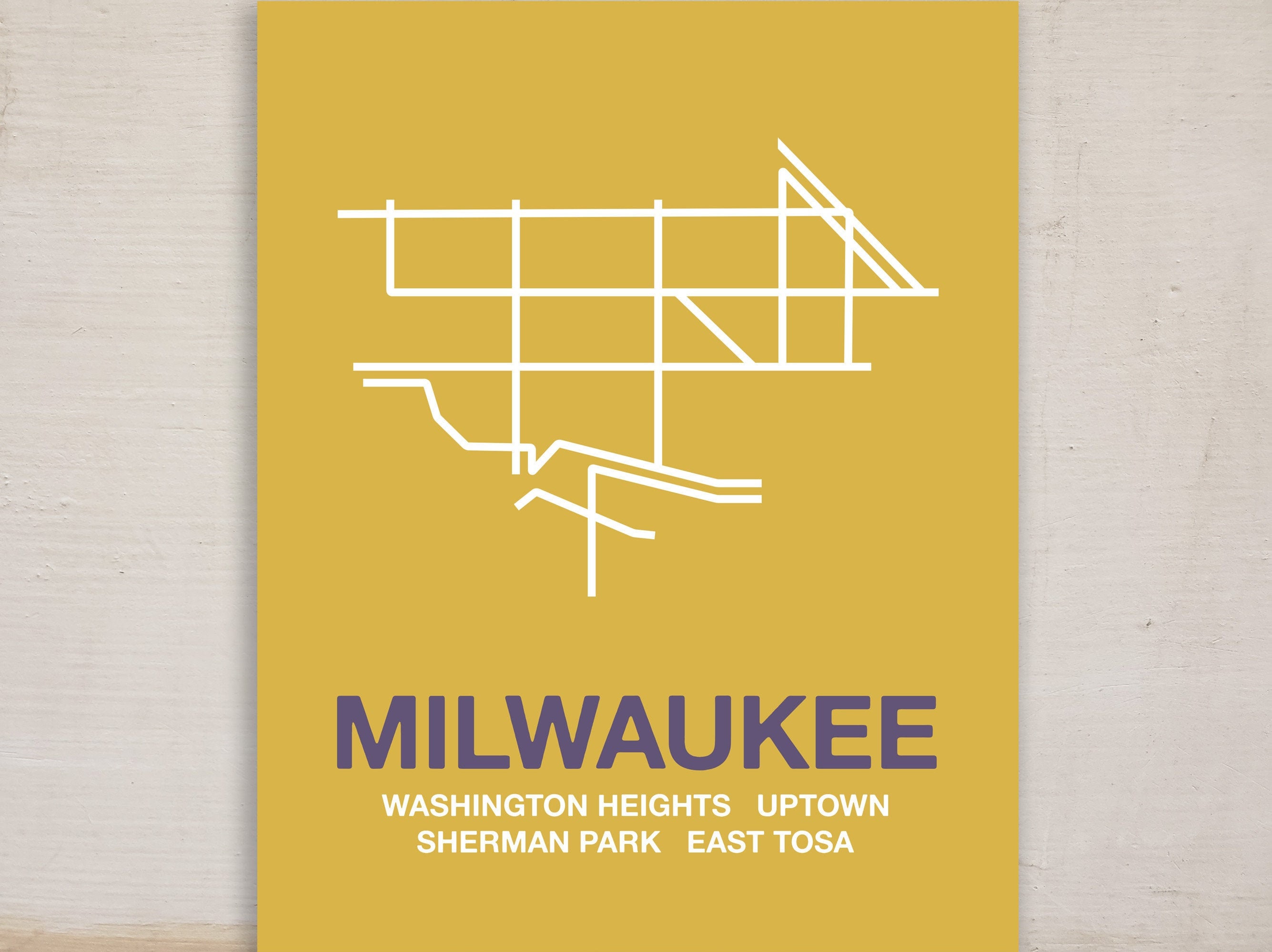Milwaukee Bus Map Print Washington Heights Uptown Sherman | Etsy