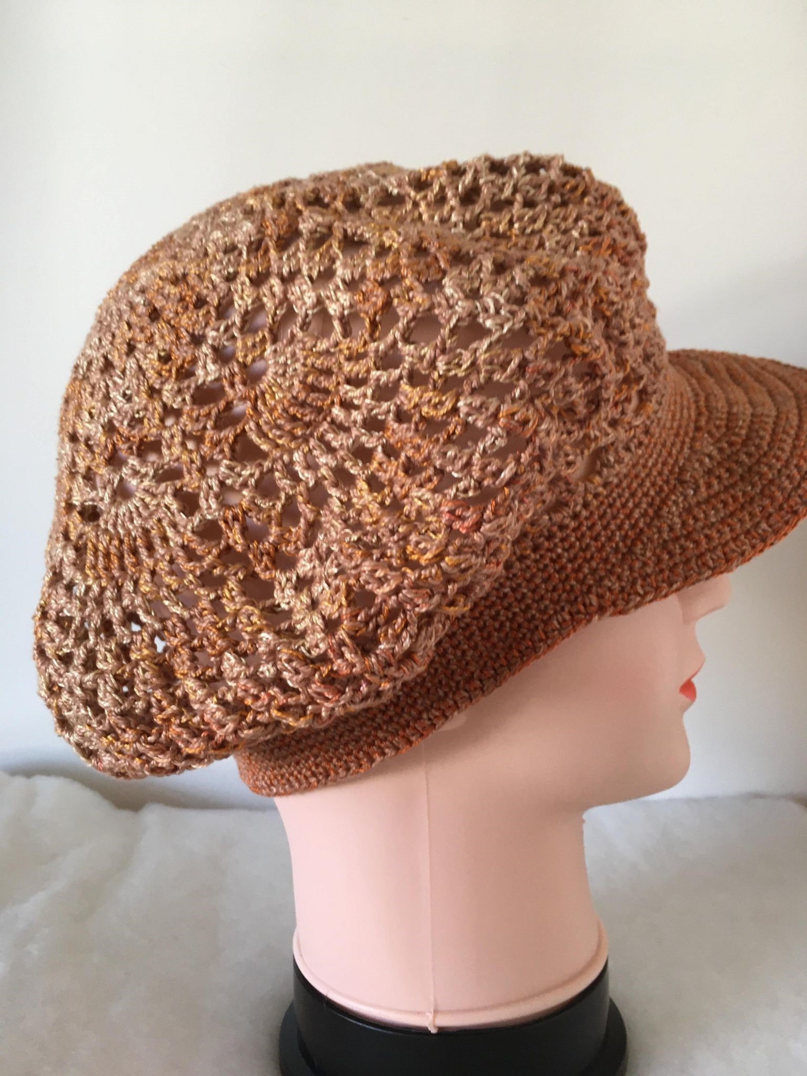 Crochet baker boy hat in brown Etsy