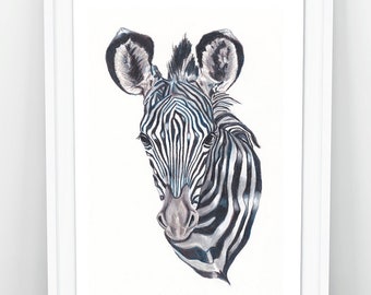 Zebra Art Print, Safari Animal Nursery Wall Art